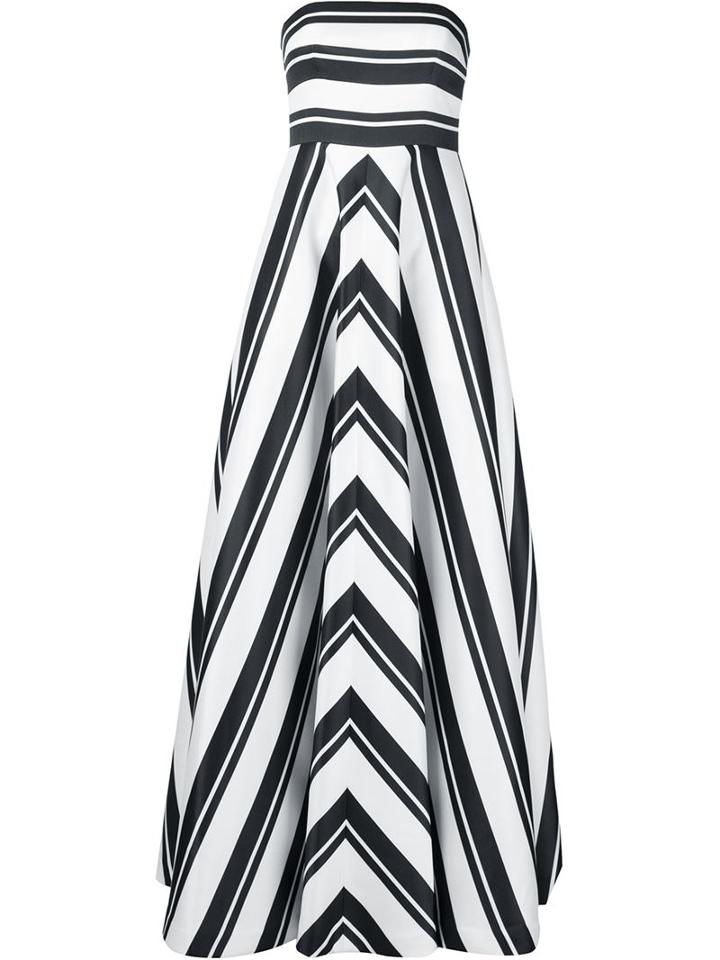 Halston Heritage Striped Strapless Gown