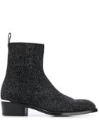 Alexander Mcqueen Glittered Ankle Boots - Black