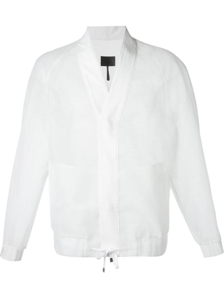 D-gnak Sheer V-neck Jacket, Men's, Size: 50, White, Polyester
