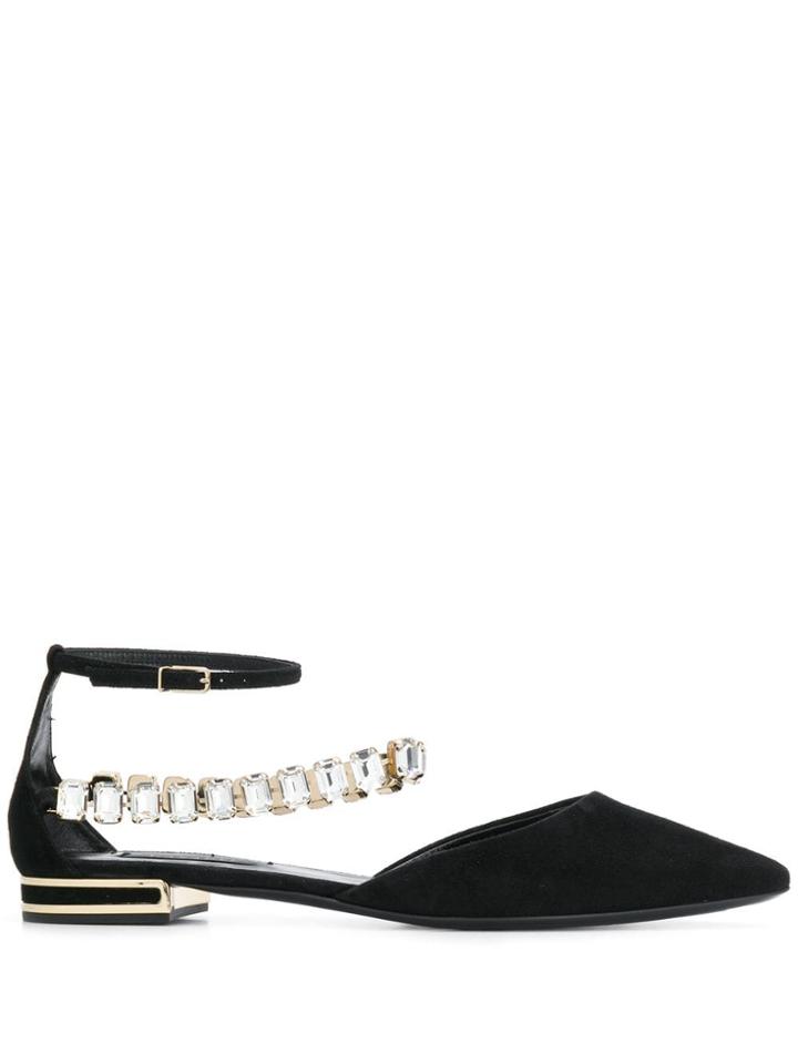 Casadei Crystal-embellished Ballerinas - Black