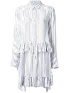 Elaidi Striped Ruffle Detail Tunic Top, Women's, Size: 44, White, Polyester/viscose
