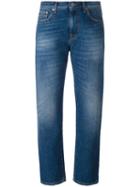 Msgm Cropped Fur Detail Jeans, Women's, Size: 40, Blue, Polyester/cotton
