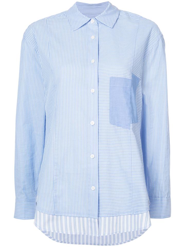 Derek Lam 10 Crosby Long Sleeve Mixed Button-down Shirt - Blue