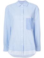 Derek Lam 10 Crosby Long Sleeve Mixed Button-down Shirt - Blue
