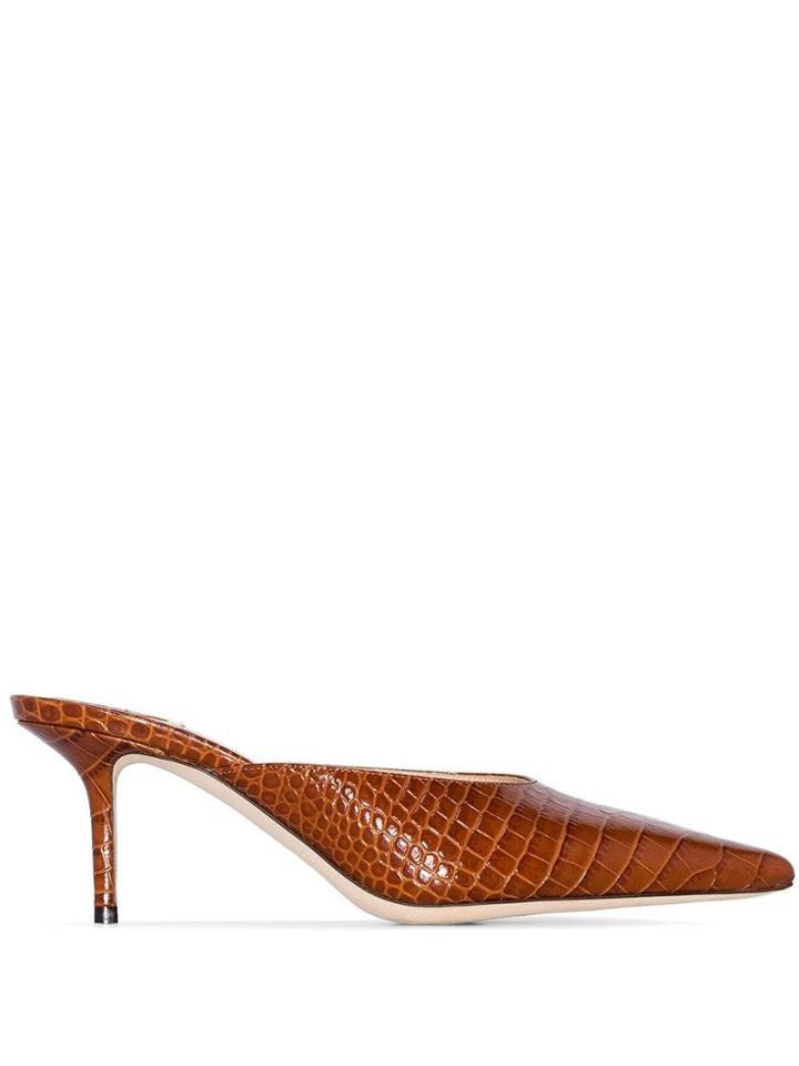 Jimmy Choo Rav 65mm Crocodile-effect Mules - Brown