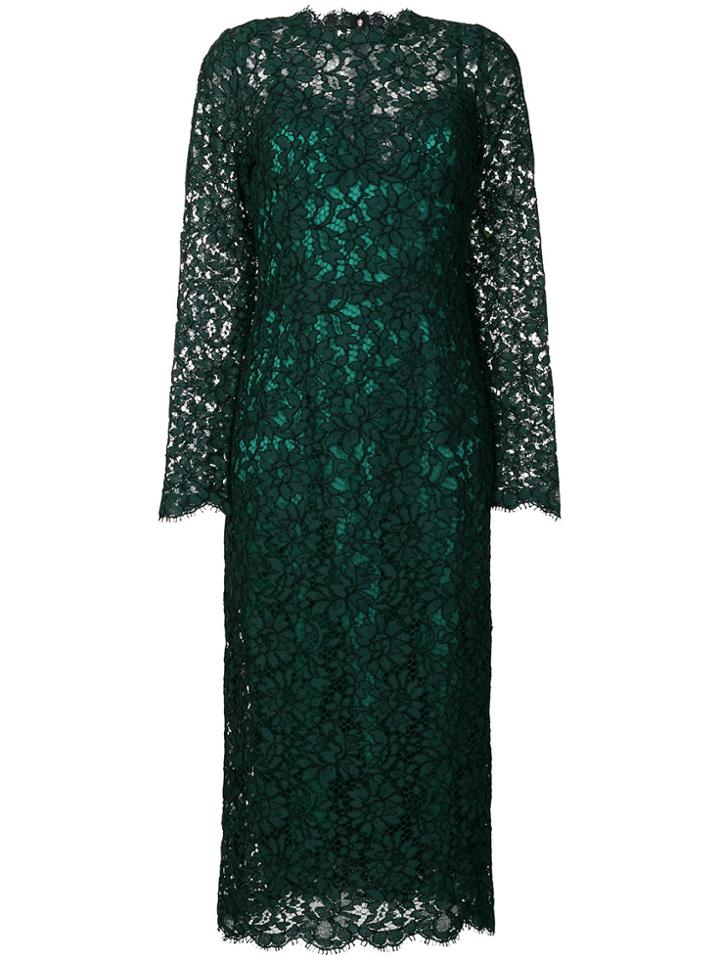Dolce & Gabbana Long-sleeved Lace Dress - Green