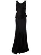 Maison Margiela Open Back Evening Dress, Women's, Size: 42, Black, Silk/polyamide/viscose