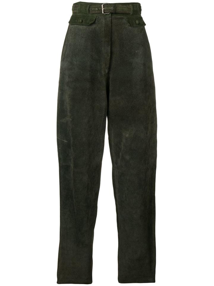 Versace Vintage 1980's Tapered-leg Trousers - Green