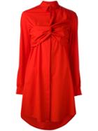 Msgm Crossed Front Shirt Dress, Women's, Size: 42, Red, Cotton/polyurethane/spandex/elastane