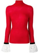 Philosophy Di Lorenzo Serafini - Ribbed Roll Neck Top - Women - Viscose/virgin Wool - 40, Red, Viscose/virgin Wool