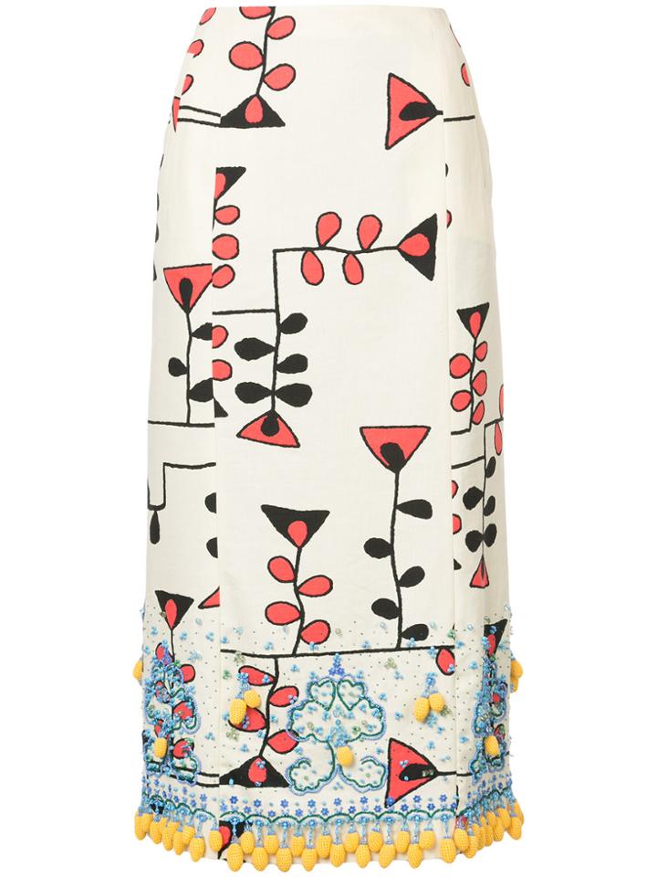 Marni Beaded Hem Pencil Skirt - Yellow & Orange