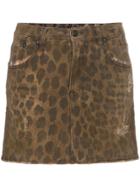 R13 High Rise Leopard Print Cotton Mini Skirt - Neutrals