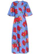 Rebecca De Ravenel Floral Print Silk Wrap Dress - Blue
