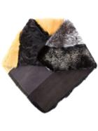 Liska Striped Colour Block Scarf, Women's, Yellow/orange, Mink Fur/persian Lamb Fur