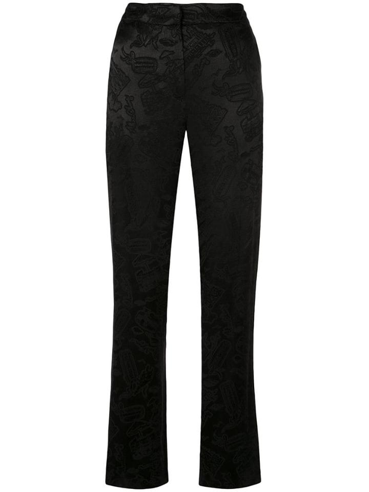 Alexa Chung Tonal Print Wide Leg Trousers - Black