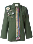 Night Market Beaded Placket Military Jacket, Women's, Green, Cotton