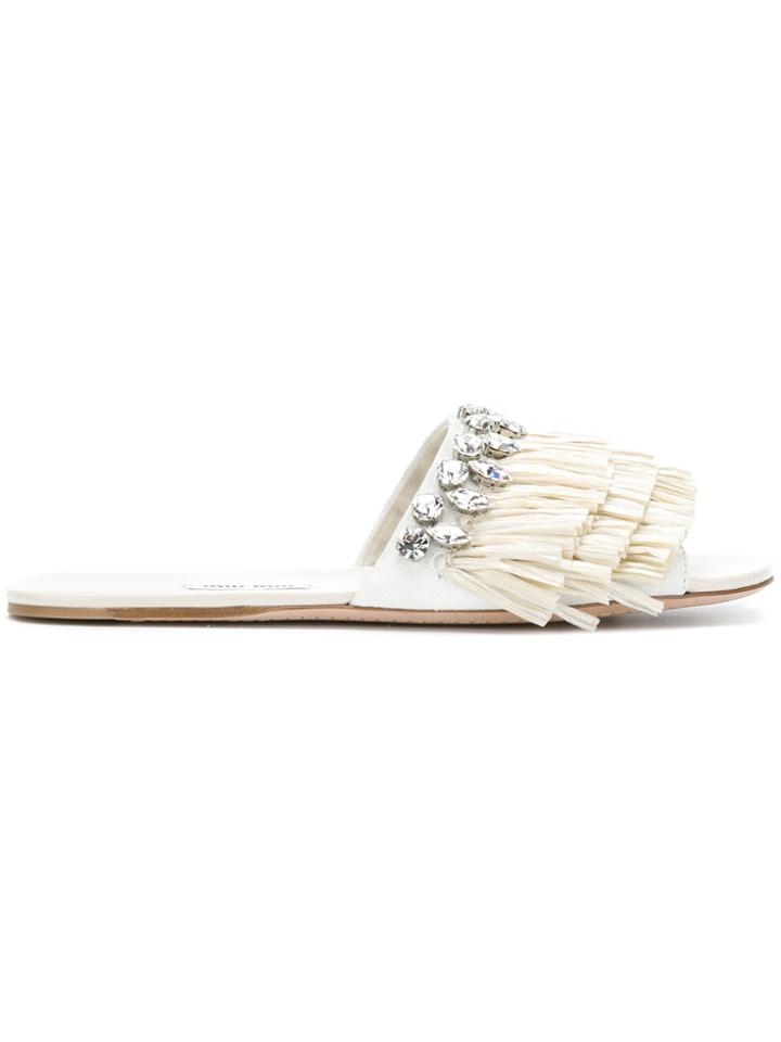 Miu Miu Ruffle-trimmed Sandals - White