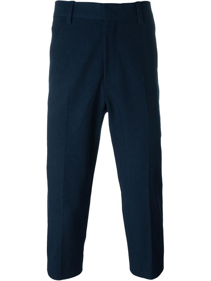 System Cropped Trousers, Men's, Size: 48, Blue, Cotton/polyurethane/rayon