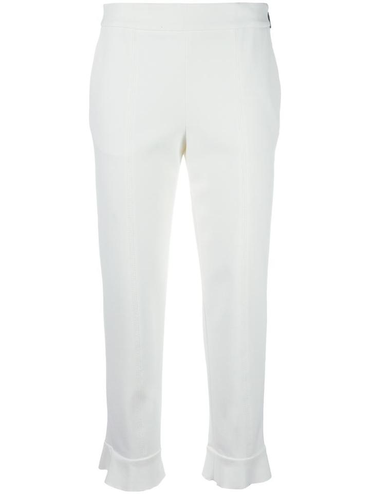 Msgm Ankle Length Pants, Women's, Size: 42, White, Cotton/polyester/spandex/elastane/polyimide