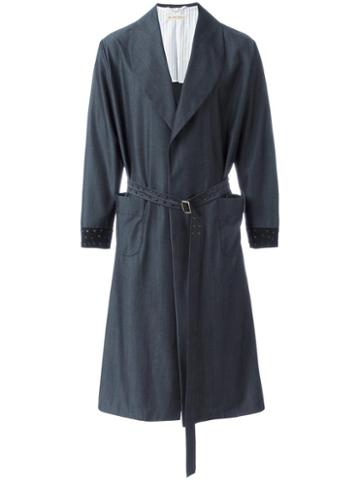 Emiliano Rinaldi Belted Mid Coat, Men's, Size: 48, Grey, Wool/viscose/cupro