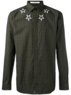 Givenchy Checked Star Print Shirt, Men's, Size: 40, Green, Cotton