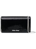 Miu Miu Sequin-embellished Shoulder Bag - Black