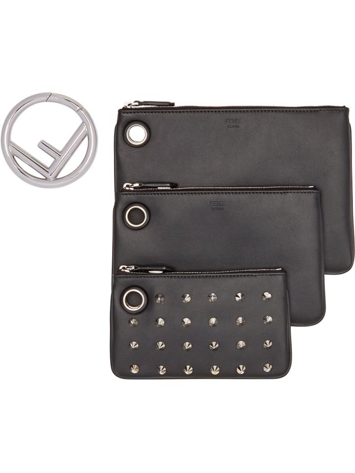 Fendi Triplette Clutch - Black