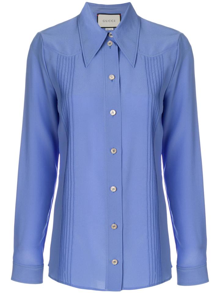 Gucci Silk Point-collar Shirt - Blue