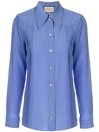 Gucci Silk Point-collar Shirt - Blue