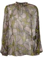 Luisa Cerano Sheer Foliage Print Blouse - Green
