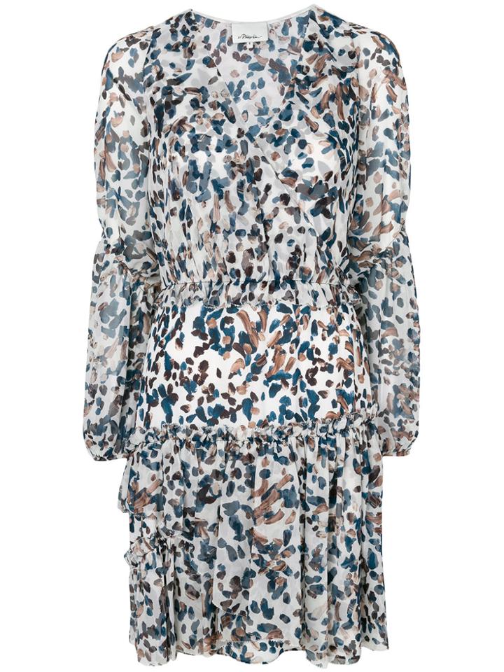 3.1 Phillip Lim V-neck Printed Flared Dress - Multicolour