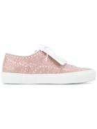 Robert Clergerie Tolka Glitter Fringed Sneakers - Pink & Purple