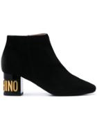 Moschino Logo Heel Boots - Black