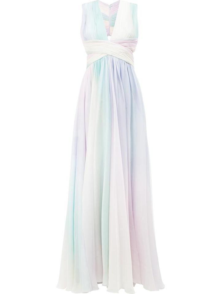 Zuhair Murad Pastel Rainbow Print Dress, Women's, Size: 42, Silk/polyamide