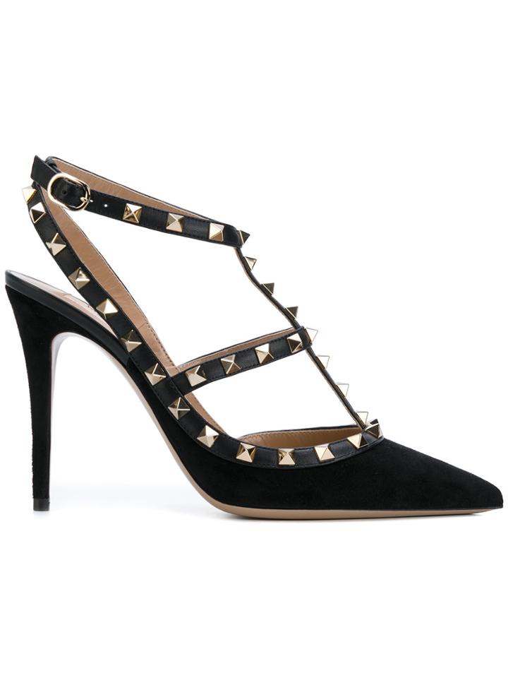 Valentino Black Rockstud 110 Suede Pumps