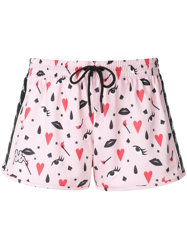 Kappa Printed Track Shorts - Pink & Purple