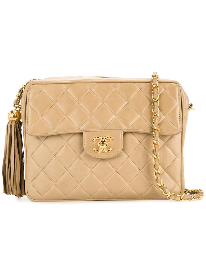 Chanel Vintage Cc Fringe Shoulder Bag - Nude & Neutrals