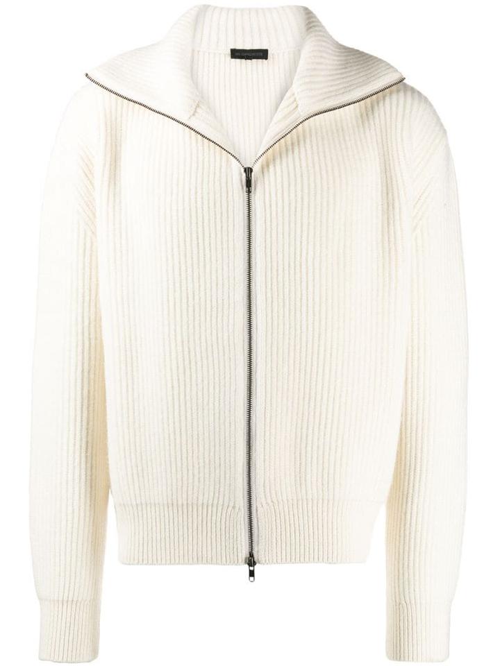 Ann Demeulemeester Zip-up Ribbed Cardigan - White