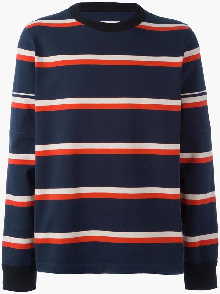 Sacai Striped Longsleeved T-shirt, Men's, Size: 3, Blue, Cotton