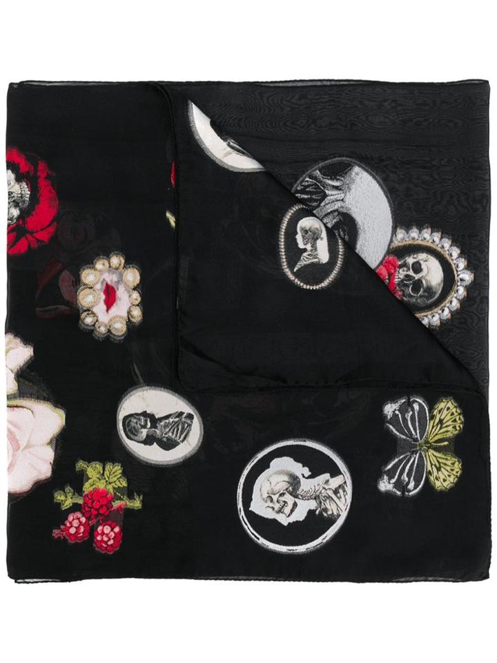 Alexander Mcqueen Victorian Curiosities Scarf - Black