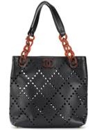 Chanel Vintage 2003-2004 Perforated Tote Bag - Black