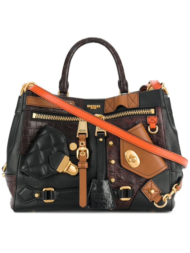 Moschino Patched Handbag Tote - Black