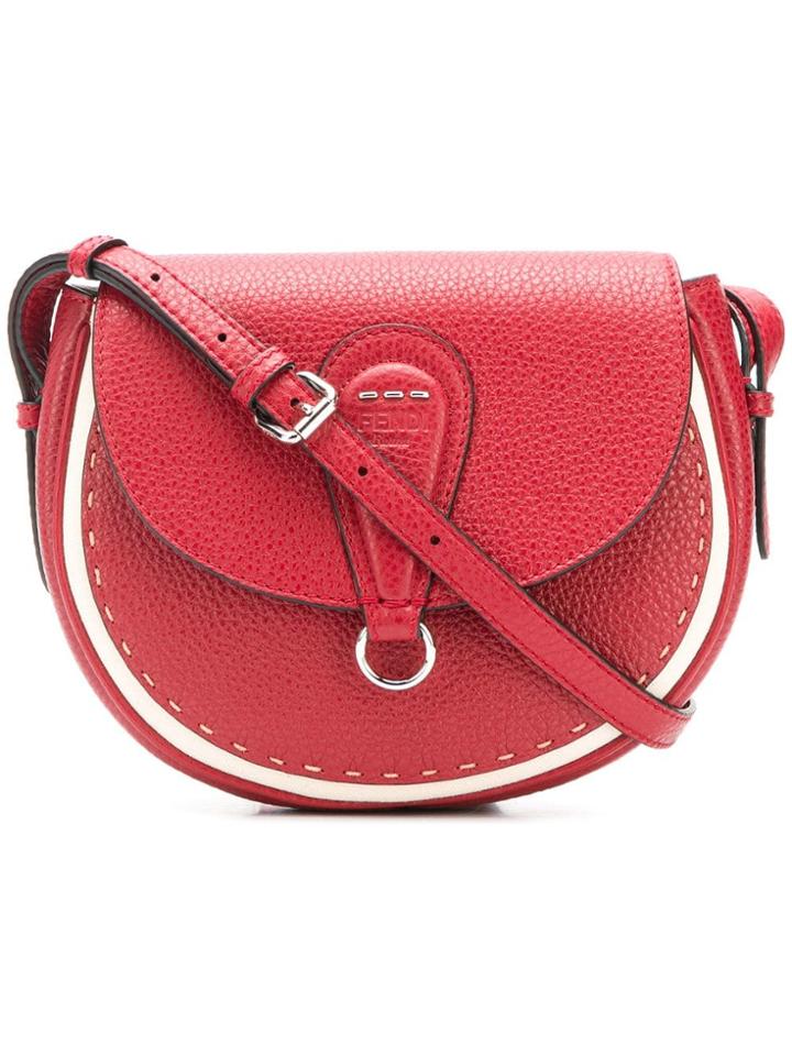Fendi Stitch Detail Saddle Bag - Red