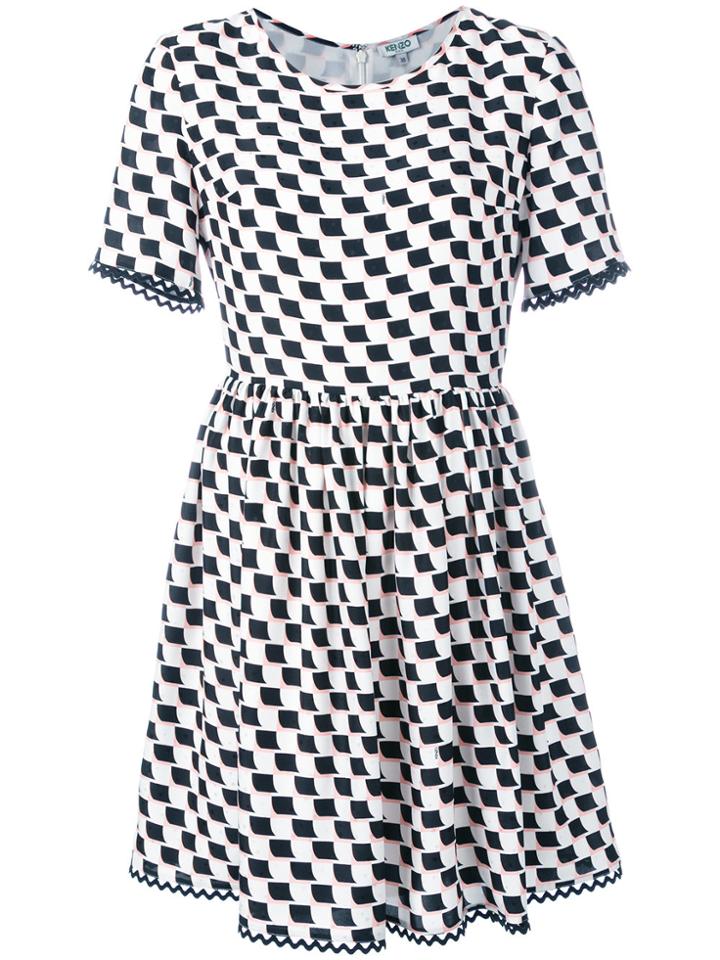 Kenzo Printed Full Skirt Dress - White