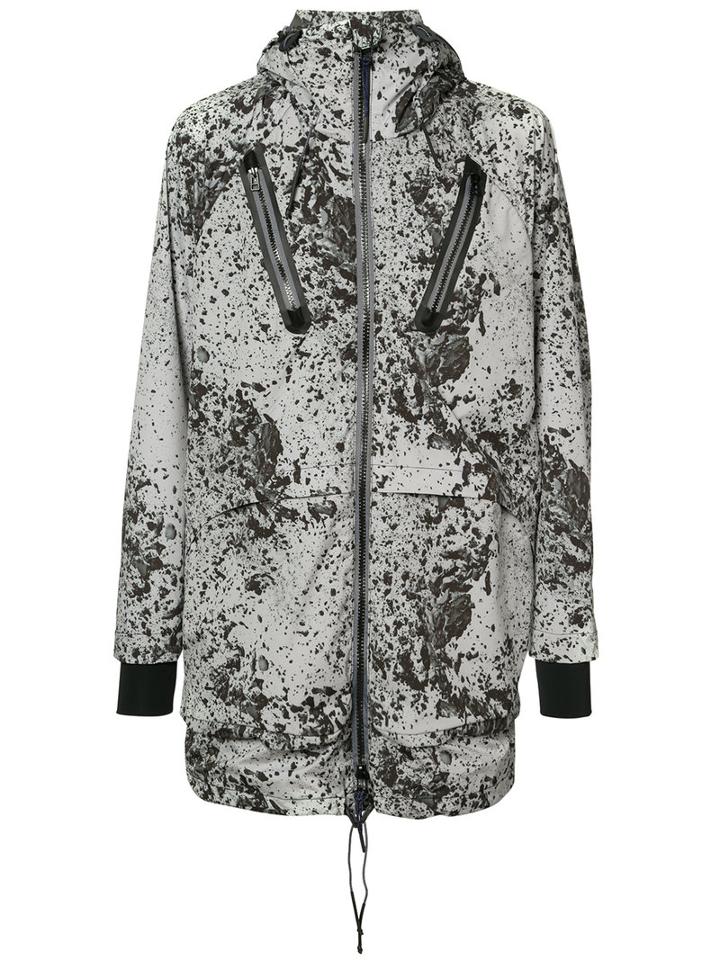 Diesel Splatter Print Windproof Jacket, Men's, Size: Xl, Grey, Polyester/nylon