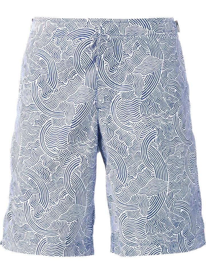 Orlebar Brown 'seersucker' Swim Shorts, Men's, Size: 28, Blue, Polyester