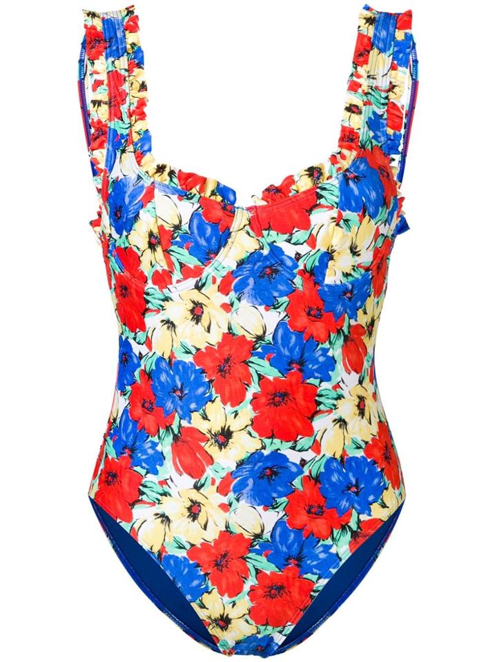 Rixo London Floral One-piece - Blue