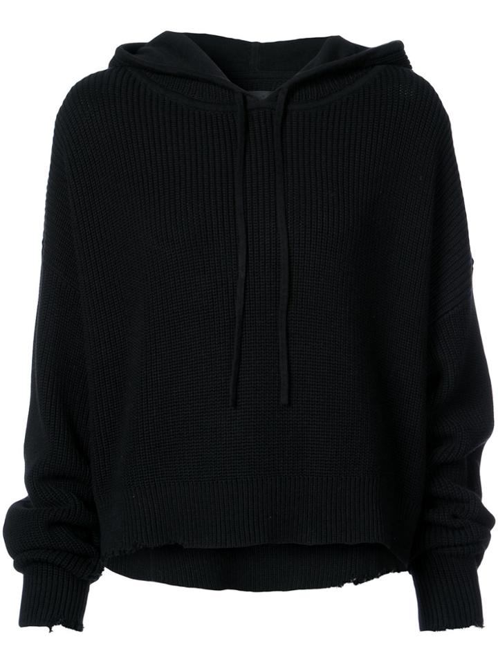 Rta Oversized Ribbed Hoodie - Black