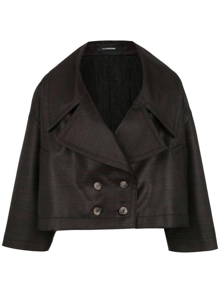 À La Garçonne Changeant Cropped Coat - Black