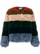 Apparis Striped Faux-fur Jacket - Black